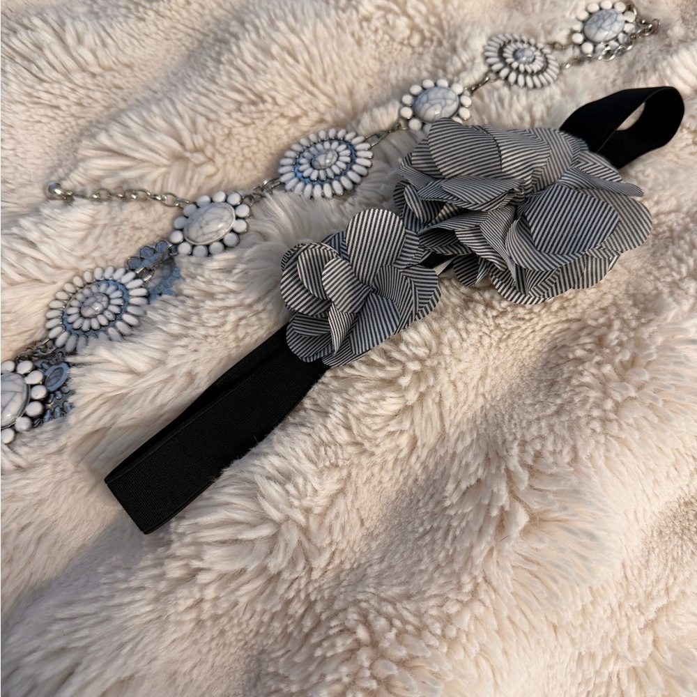 Blue and White Floral Belts